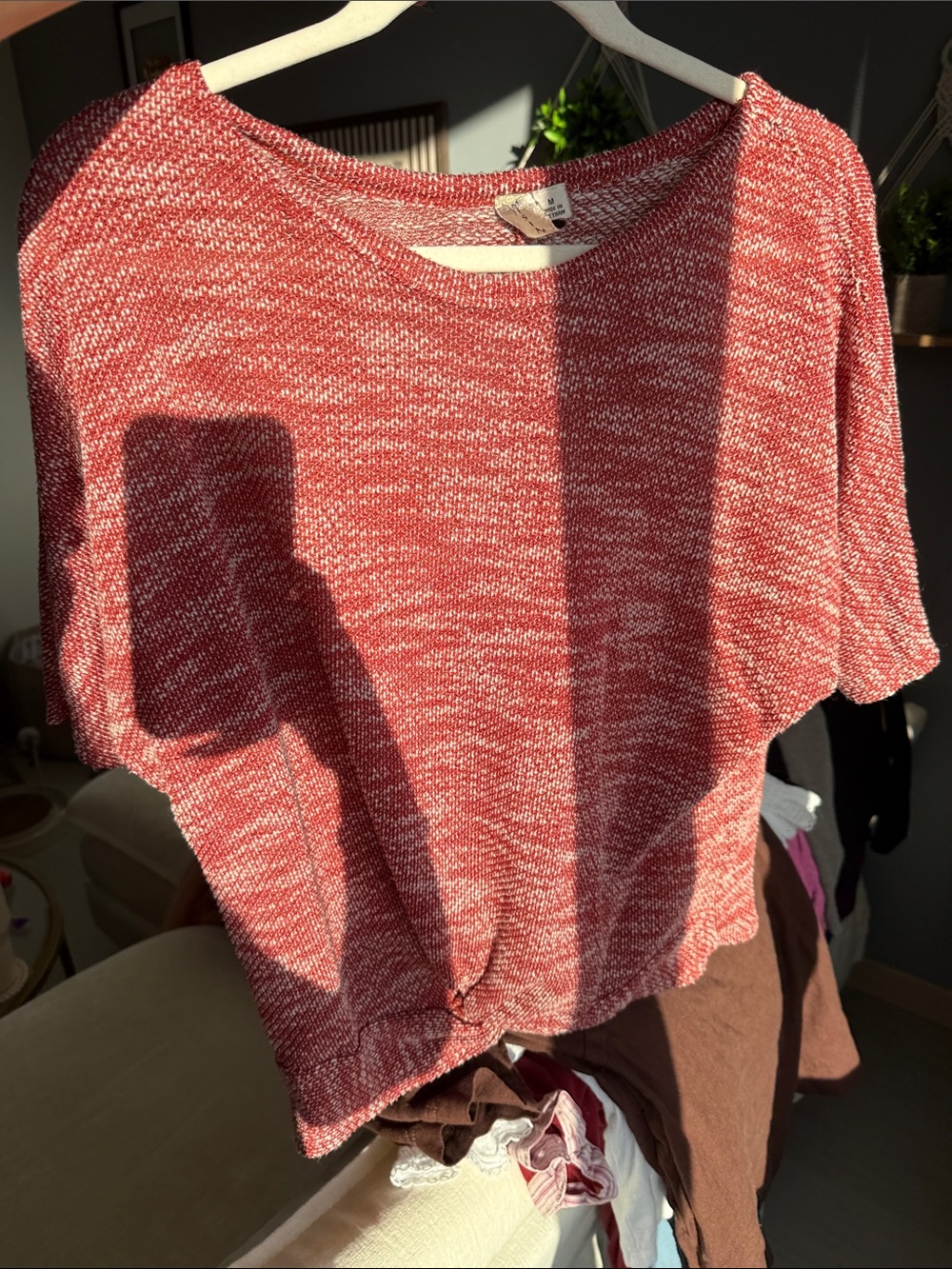 Misia Red Marled Short Sleeve Knit Top